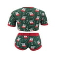 thumbnail image 4 of AMERTEER Noël Femmes Deux Pièces Manches Courtes Col Rond Crop Top Short, 4 of 6