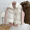 thumbnail image 2 of Abrigos de plumón elegantes con cuello levantado para mujer, ropa de abrigo cálida informal con cinturón sin mangas, chaquetas de invierno, otoño, 2024, 2 of 5