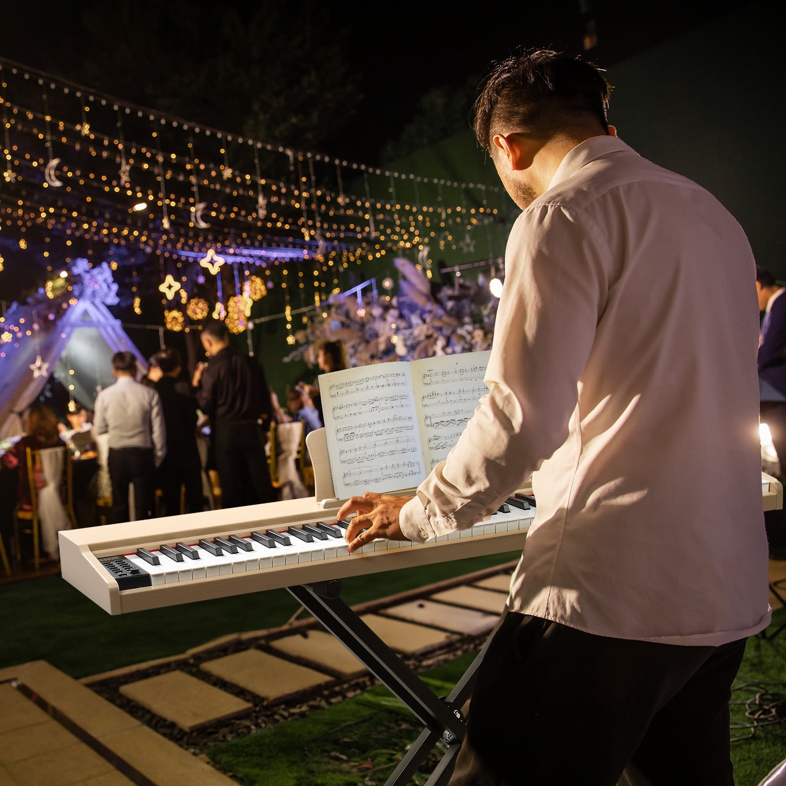 Tcbosik 88 Key Digital Piano with Headphone, Semi-Weighted Portable Keyboard Set with MIDI Bluetooth, Triple Pedals and Other Accessories, Natural