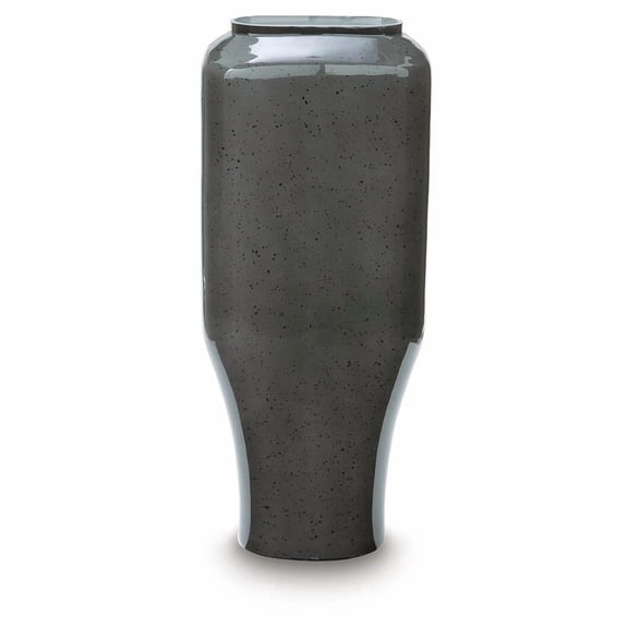 Signature Design by Ashley Kierlain 15.5" Glass Vase, Gray with Black Speckles