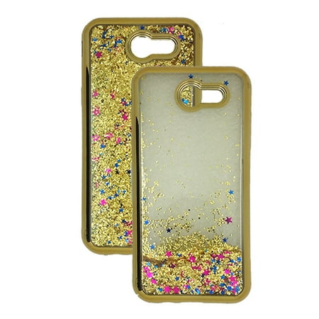 Rebel Floating - For LG Rebel 3 (Tracfone) Phone, Glitter Liquid Clear TPU Case (Gold)