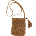 thumbnail image 2 of Straw Bags For Women, Summer Beach Straw Bags Mini Straw Handbags With Zipper Weave Handmade Crossbody Bag Shoulder Purse, Brown, 2 of 10