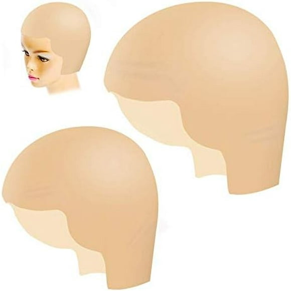 2 Pieces Bald Caps Makeup Latex Bald Caps Bald Head Wig Cap Halloween Makeup Blad Cap Cosplay Accessory for Kids Adults Teens (Small+Large size)