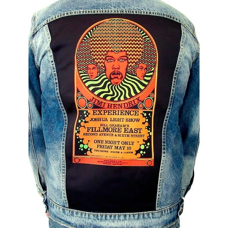 Dragonfly Clothing Jimi Hendrix Experience 3 Faces - Psychedelic Denim Jacket XX Large