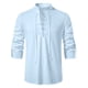 thumbnail image 1 of Camisas Hombre Camisa de manga larga con cuello para hombre Camisa de manga larga con cuello levantado vintage de moda juvenil (Blue, XL), 1 of 7