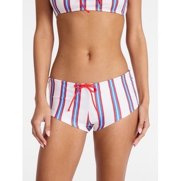 No Boundaries Striped Swim Bikini Bottoms, Women's XXS-XXL