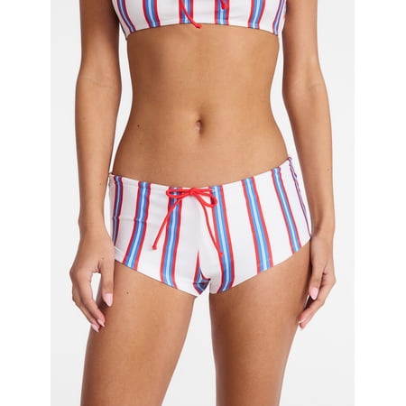 No Boundaries Striped Swim Bikini Bottoms, Women's XXS-XXL
