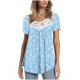 thumbnail image 1 of Blusa corta con cuello redondo y estampado de retazos de encaje a la moda para mujer Pompotops  hfajkhk133635, 1 of 1