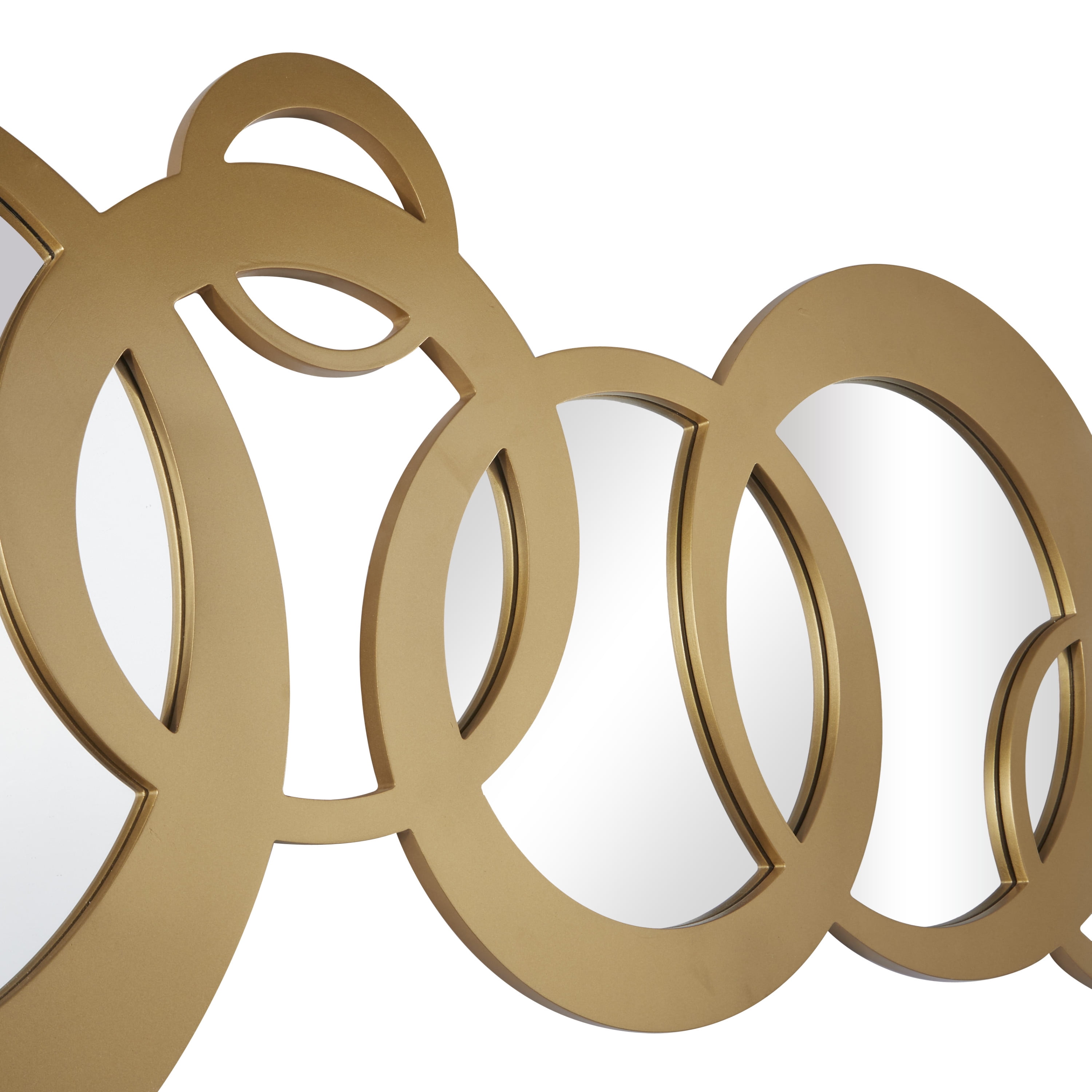 DecMode 56" x 23" Gold Circles Geometric Wall Mirror