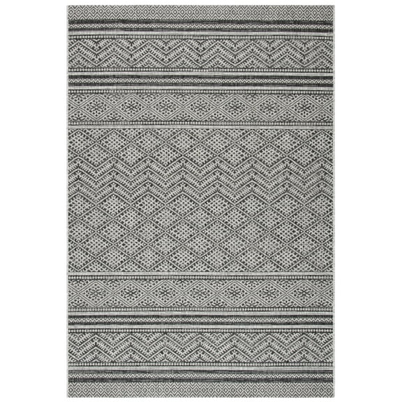 SAFAVIEH Courtyard Eric Geometric Indoor/Outdoor Area Rug, Black/Grey, 2' x 3'7"