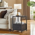 thumbnail image 2 of VECELO Nightstand with Charging Station & 1 Drawers, Modern End Side Table with Open Storage for Bedroom Living Room Office, Black, 2 of 7
