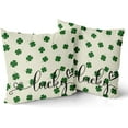 thumbnail image 2 of St Patricks Pillow Covers 18x18 Set of 2 St. Patrick''s Day Green Lucky Clover Throw Pillows Spring Themed Shamrock Decorative Pillowcase Rustic Cotton Square Cushion Cover for Couch Sofa Bed, 2 of 6