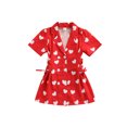 thumbnail image 1 of Xingqing Saint-Valentin Tout-Petit Bébé Filles Dress Manches Courtes Col en V Shirt Dress Imprimé Cœur Clothes Rouge 1-2 Ans, 1 of 8