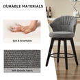 thumbnail image 3 of PORKISS Bar Stools Set of 2, Chenille Upholstered Swivel Counter Stools with Wide Backrest, Modern 360° Swivel Barstools for Bar, Kitchen Island, Dining Room, Dark Grey, 3 of 11