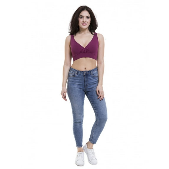 Women's Maternity Bra Slim Crop Top Lounge Wear, XXL, Plum, by Ambesonne