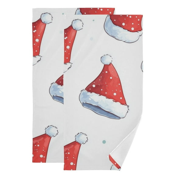 Christmas Hats Cartoon Hand Towel Absorbent Bath Towels for Bathroom Sports Gym 28" x 14" Set of 2
