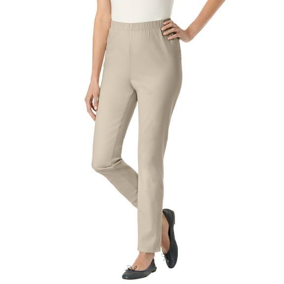 Woman Within Plus Size Tall Pull-On Elastic-Waist Stretch Fineline Denim Jeans