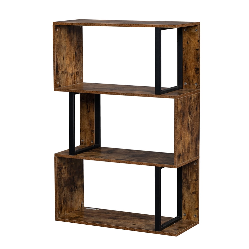Lowestbest 3 Tier Display Shelf, S-Shaped Bookshelves, for Home, Office, Vintage Brown Industrial Style Lowestbest 3 Tier Display Shelf, S-Shaped Bookshelves, for Home, Office, Vintage Brown Industrial Style