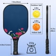 thumbnail image 3 of Pickleball Paddles Set Of 1, Fiberglass Surface, Vintage Floral Print, 1 Paddle, 2 Balls & Bag, 3 of 5