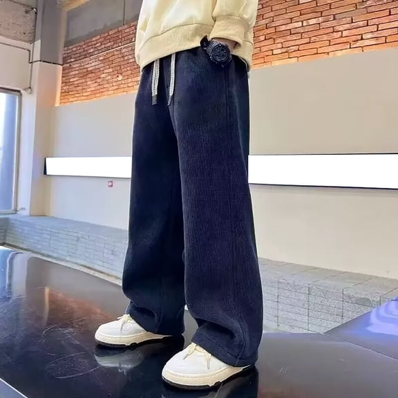 XXWXYD Boys Corduroy Pants Elastic Waist Straight Leg Casual Baggy Sweatpants 10-12 Years Joggers Pockets Everyday Play Comfortable Trousers Outdoor Hiking