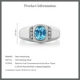 thumbnail image 6 of Gem Stone King 1.36 Ct Oval Checkerboard Swiss Blue Topaz White Created Sapphire 925 Silver Men's Ring, 6 of 6