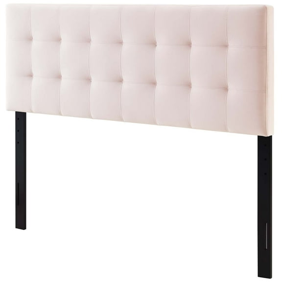 Contemporary Modern Urban Designer Bedroom Queen Size Tufted Headboard, Velvet Fabric, Pink
