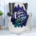 thumbnail image 4 of Dream Soft Flannel Fleece Blanket, Cosmic Galactic Watercolor Brush Stroke Shape with an Encouraging Words, Cozy Plush for Indoor and Outdoor Use, 50" x 70", Indigo Sea Green White, by Ambesonne, 4 of 5