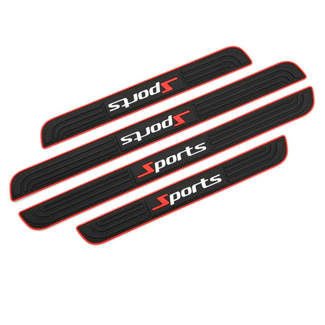 Door Sill Plate Protectors for Car Universal Door Entry Guards Sill Scuff Cover Panel Step Protector,Door Sill Plate Protectors for Car , Welcome Pedal Protector Cover, Black 4pcs/Set,Red White