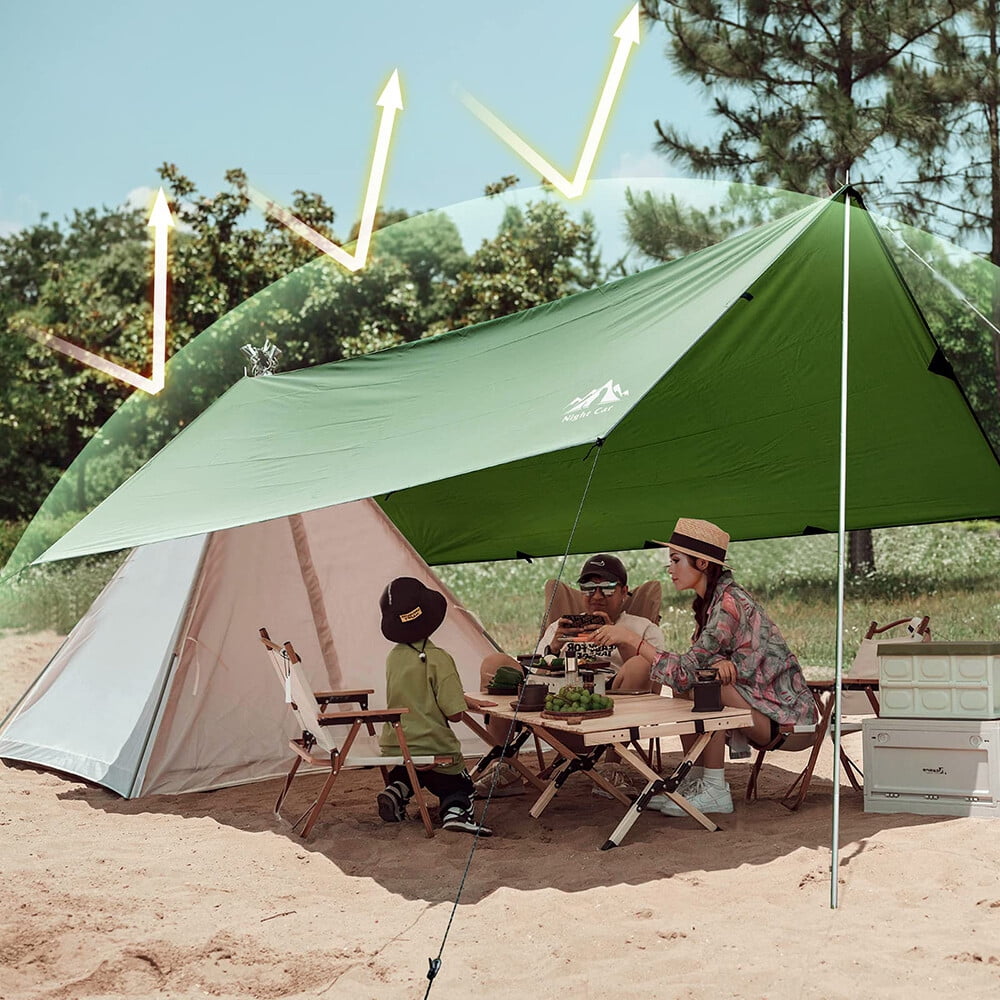 Waterproof Camping Tent Tarp Shelter Hammock Cover Lightweight Rain Fly Green 12x10ft
