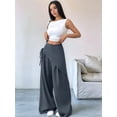 thumbnail image 6 of Women Wide Leg Baggy Flowy High Waisted Pants Loose Fit Casual Cozy Cute Y2k Trousers Gray L, 6 of 10