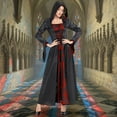 thumbnail image 2 of FYEGRE Elegant Hooded Court Dress Long Sleeve Gown Historical Performance Attire for and Events Red L, 2 of 4