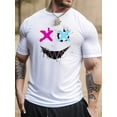 thumbnail image 1 of Camiseta gráfica para hombre con estampado de cara sonriente y ojos cruzados, camisetas informales y cómodas para el verano, ropa para hombre., 1 of 5