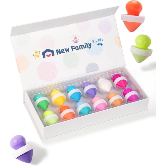 NewFamily Dustless Chalk for Kids-Non-Toxic Washable Sidewalk Chalk with Holder | Mess-Free Fun Play for Classroom & Home | Toddler-Friendly Outdoor Art & Blackboard Drawing