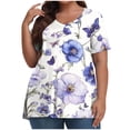 thumbnail image 1 of Pisexur Hauts de Printemps pour Femmes 2025 Mode Été Imprimé Manches Courtes Col Rond Multicolore,TG, 1 of 7