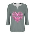 thumbnail image 4 of Homenesgenics Breast Cancer Awareness Shirts Plus Size for Women and Men Fashion Women's Casual Loose Blouses Printed T-Shirt 3/4 Sleeved-Neck Tops Gray XL, 4 of 4