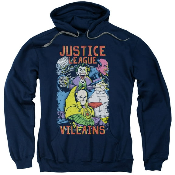 JLA Justice League Villains Adult Pullover Hoodie Sweatshirt Navy