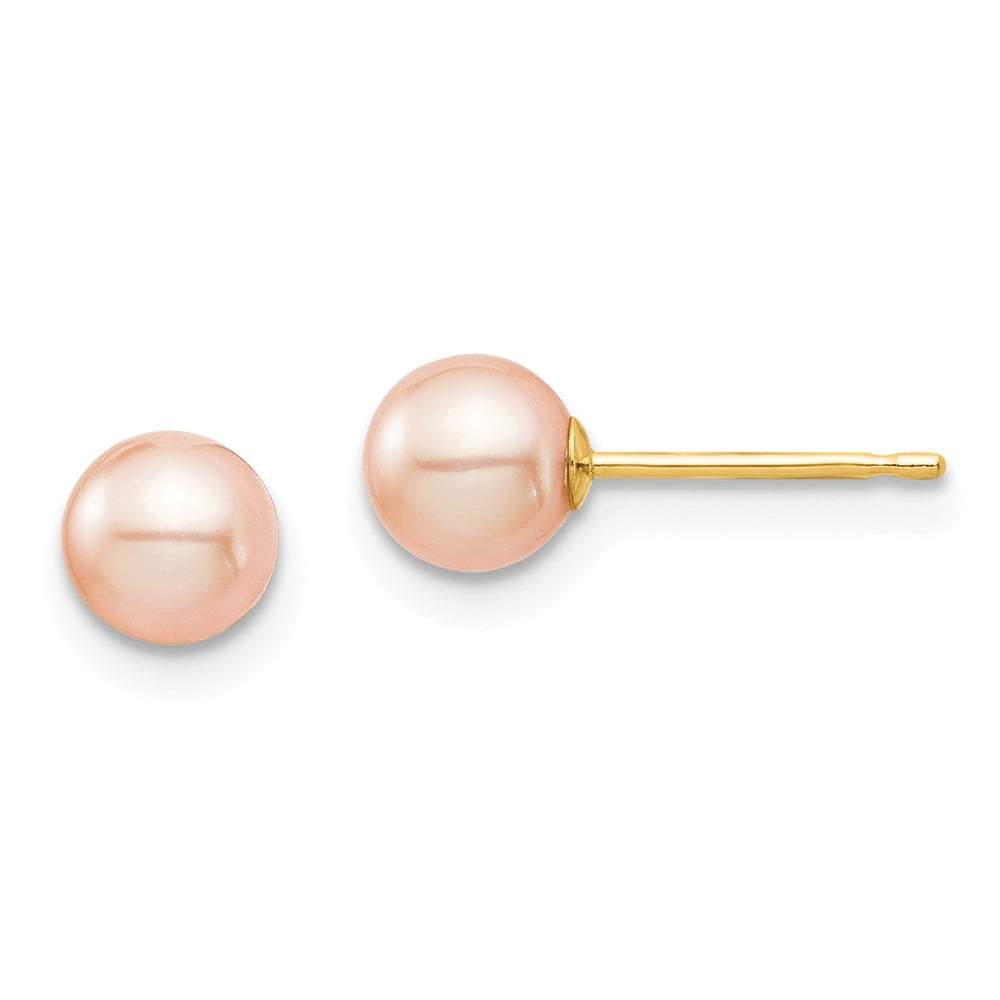 Mia Diamonds 14k Yellow Gold Madi K Round Aqua 6mm Post Earrings