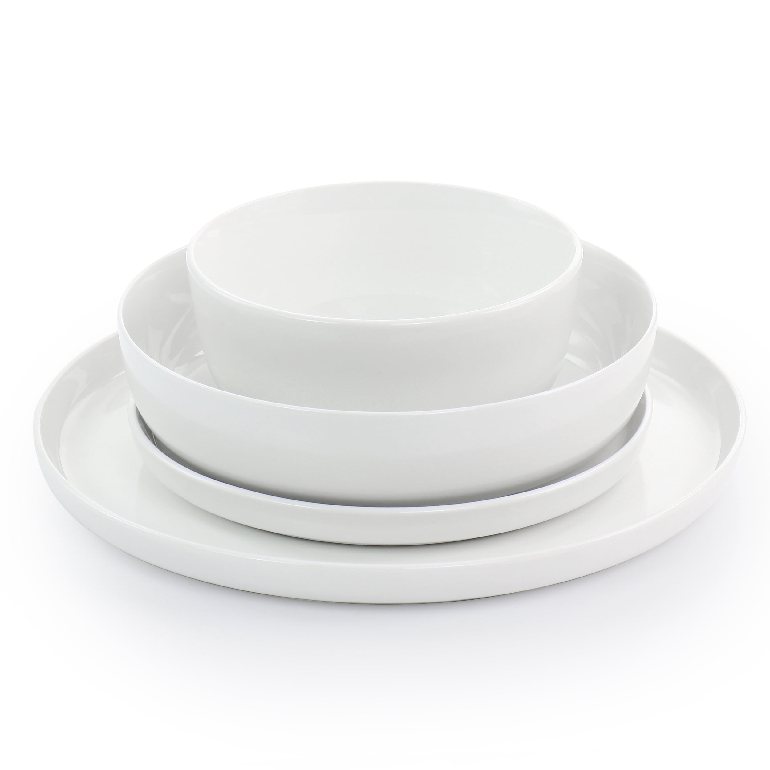 Gibson Home White Deco 16 Piece Fine Ceramic Dinnerware Set in White