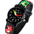 thumbnail image 3 of Reloj infantil impermeable con dinosaurios (negro), movimiento de cuarzo, diseño 3D, reloj digital para niños y niñas de 3 a 11 años, 3 of 5