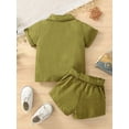 thumbnail image 3 of TSEXIEFOOFU Baby Short Sleeve Shirt + Shorts, Adjustable Belt Pocket Decoration Casual Style Summer Clothing, 3 of 8