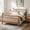 Antique Oak + Beige, variant on Christopher Knight Home Farmhouse Queen Platform Bed Frame with Upholstered Headboard, Cherry