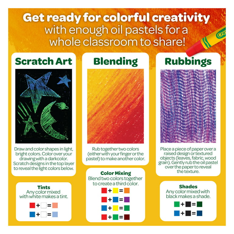 Crayola Hexagonal Non-Toxic Jumbo Oil Pastel Stick Classroom Pack, Assorted  Colors, Set of 336