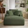 thumbnail image 3 of MAYEERTY Oversized Corduroy Chaise Lounge Sofa, Modern Couch with Spring Cushion for Living Room, 49*66*28"Dark Green, 3 of 10