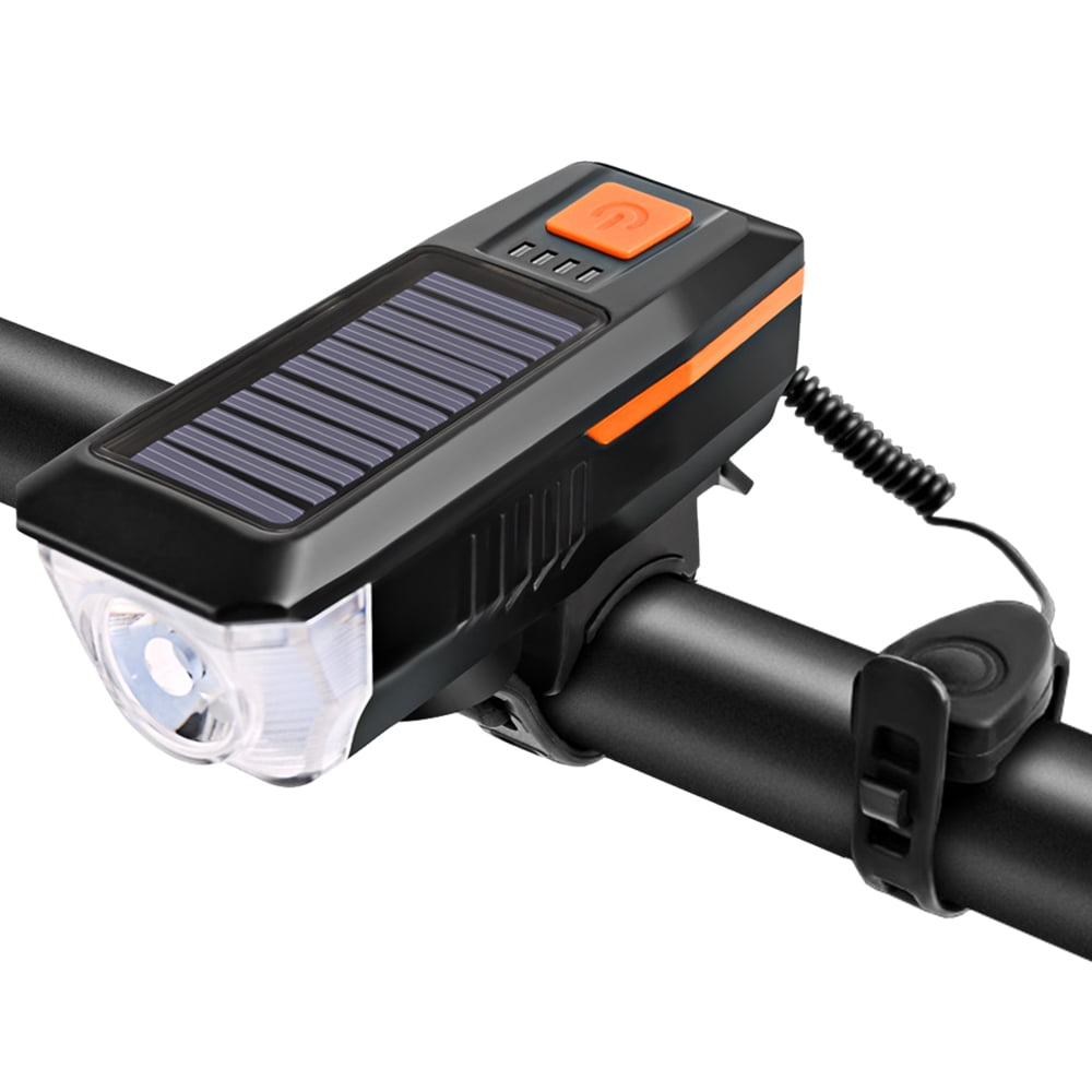 Front Adjustable USB Charging Solar Powered Rechargeable Durable Bike Light Set 