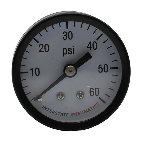 Interstate Pneumatics G2101-060 Pressure Gauge 60 PSI 1-1/2 Inch Diameter 1/8 Inch NPT Rear Mount