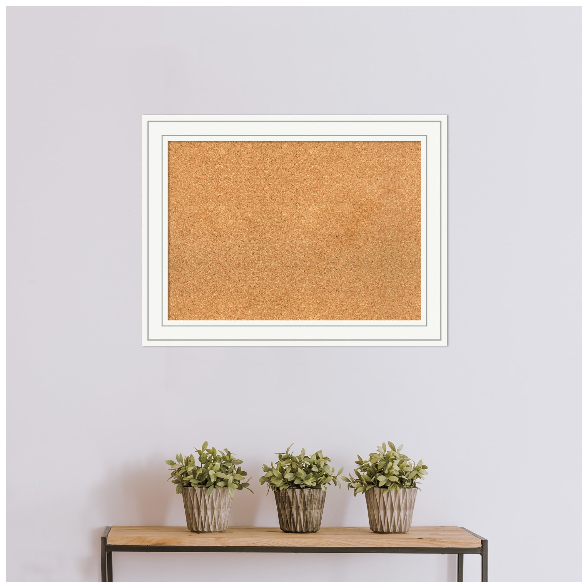 Amanti Art Natural Cork Board Wood Framed Craftsman White Bulletin Board 33 in. x 25 in.