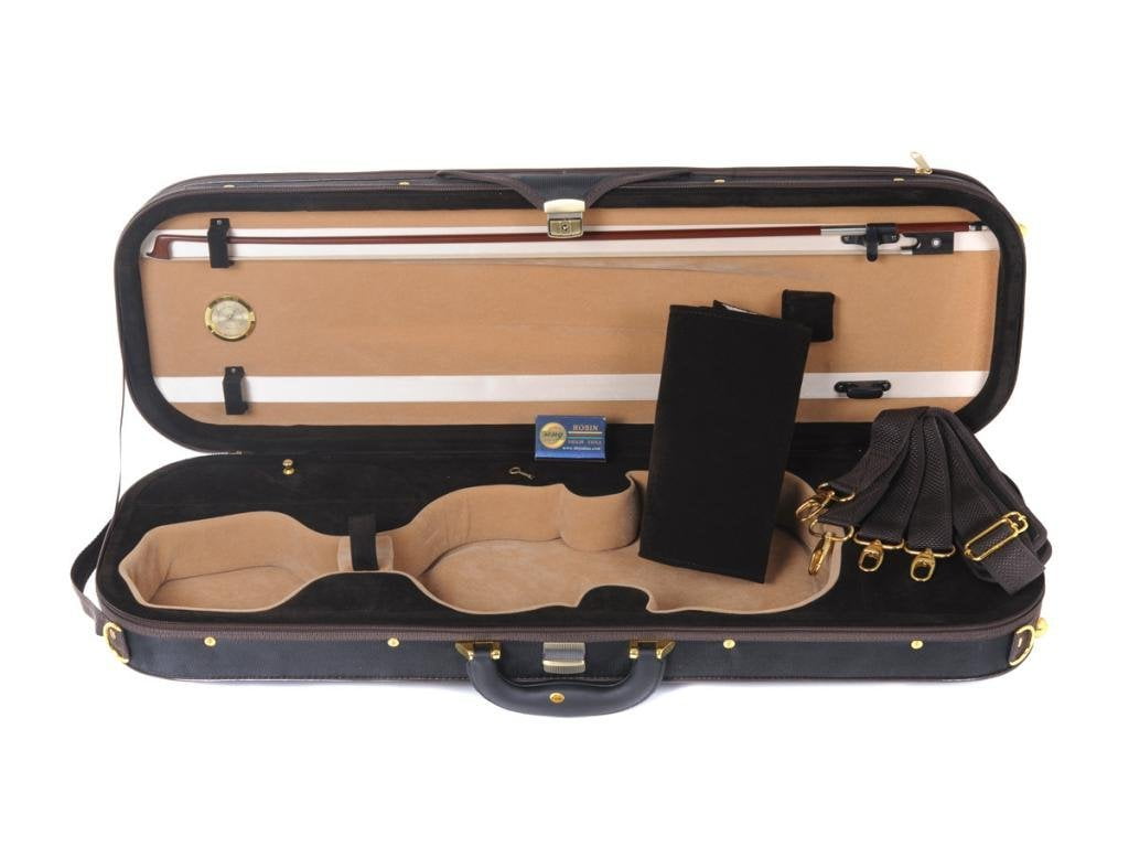 ADM Violin Hard Case 4//4 Full Size Luxury Personalized with Hygrometer padded strap