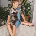 thumbnail image 4 of Balery Blue Sky Cute Wolf Conjunto de Pijama Infantil de Manga Corta con Estampado – Ropa de Dormir de Algodón Suave-3X-Large, 4 of 6