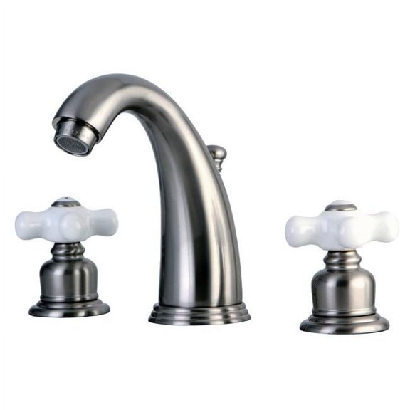 Widespread Bathroom Faucet with Cross Handle, Satin Nickel