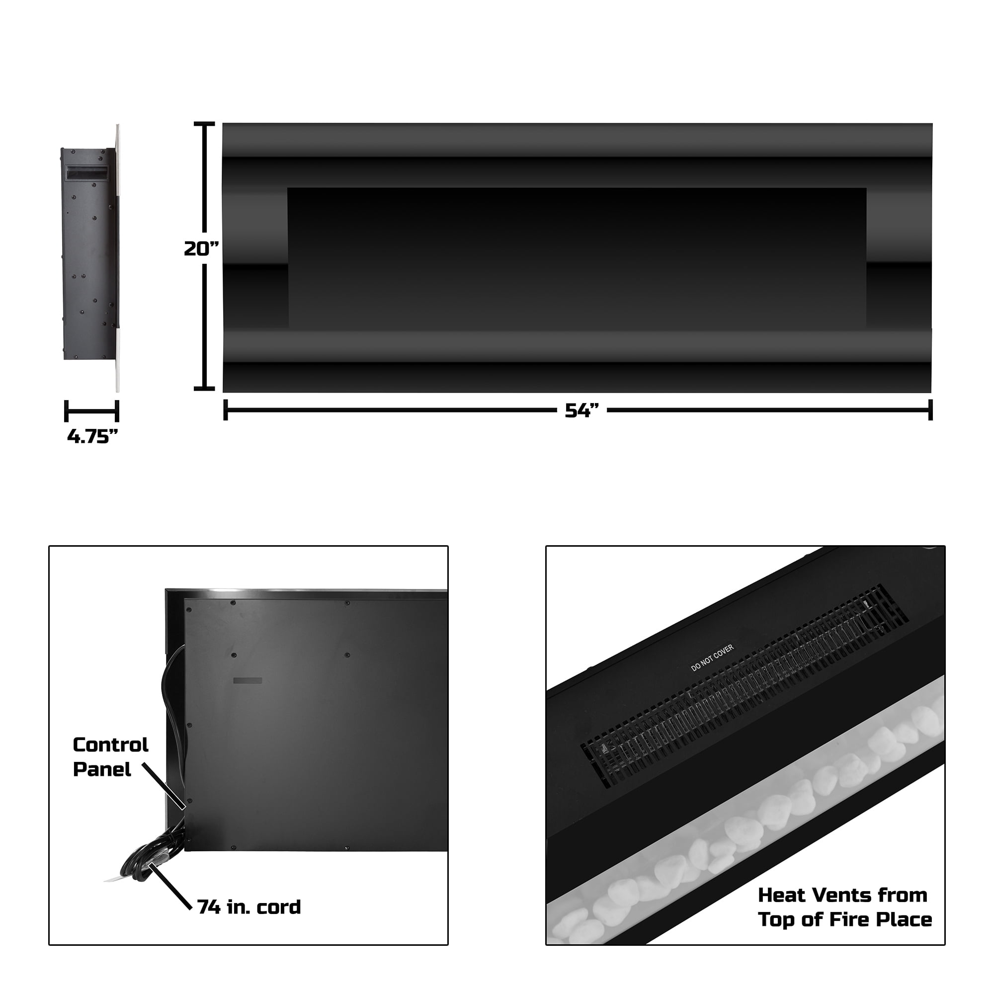 Northwest 54 Inch Electric Wall Mounted Fireplace With Fire And Ice Flames